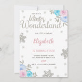 Invitation Floral Silver Parties scintillant Winter Wonderlan (Devant)