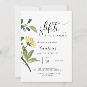 Invitation Floral Simple Surprise fête d'anniversaire