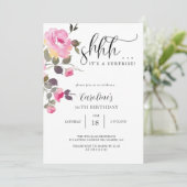 Invitation Floral Simple Surprise fête d'anniversaire (Debout devant)