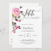 Invitation Floral Simple Surprise fête d'anniversaire (Devant / Derrière)