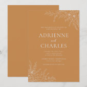 Invitation Floral Simplicity 1 Apricot Orange Minimal Wedding (Devant / Derrière)
