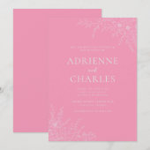 Invitation Floral Simplicity 1 Ballet Pink Minimal Wedding (Devant / Derrière)