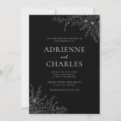 Invitation Floral Simplicity 1 Black Minimal Wedding (Devant)