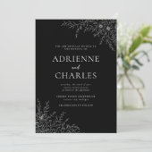 Invitation Floral Simplicity 1 Black Minimal Wedding (Debout devant)