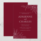 Invitation Floral Simplicity 1 Burgundy Minimal Wedding (Devant / Derrière)