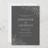 Invitation Floral Simplicity 1 Charcoal Gray Minimal Wedding (Devant)