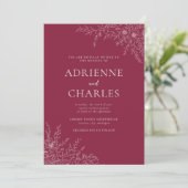 Invitation Floral Simplicity 1 Claret Minimal Wedding (Debout devant)