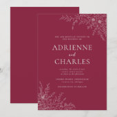 Invitation Floral Simplicity 1 Claret Minimal Wedding (Devant / Derrière)