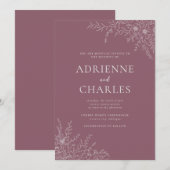 Invitation Floral Simplicity 1 Dusk Mauve Minimal Wedding (Devant / Derrière)
