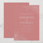 Invitation Floral Simplicity 1 Dusty Rose Minimal Wedding (Devant / Derrière)