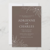 Invitation Floral Simplicity 1 Mushroom Brown Minimal Wedding (Devant)