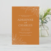 Invitation Floral Simplicity 1 Pumpkin Orange Minimal Wedding (Debout devant)