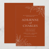Invitation Floral Simplicity 1 Rust Orange Minimal Wedding (Devant / Derrière)