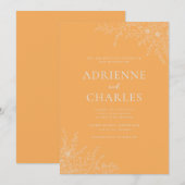 Invitation Floral Simplicity 1 Sorbet Orange Minimal Wedding (Devant / Derrière)