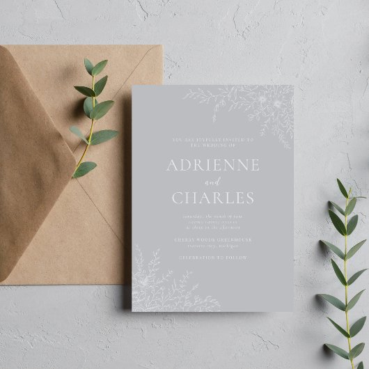 Invitation Floral Simplicity 1 Sterling Gray Minimal Wedding
