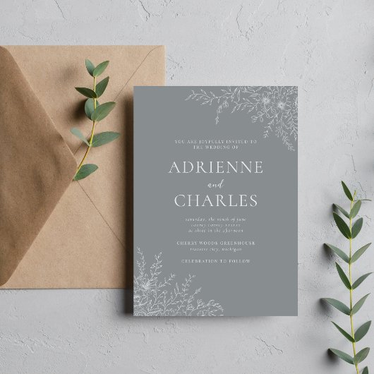 Invitation Floral Simplicity 1 Stone Gray Minimal Wedding