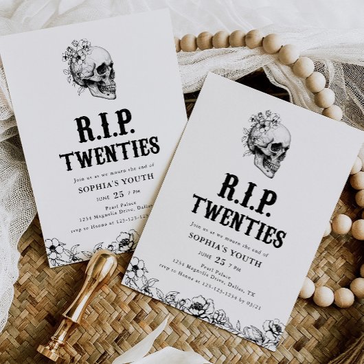 Invitation Floral Skull RIP Twenties 30th Birthday