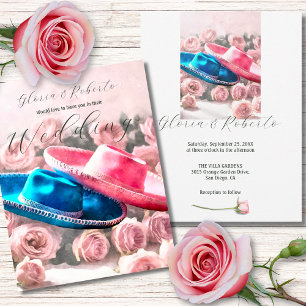 Invitation Floral Son & Son Élégant Sombreros Mariage mexicai