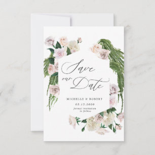 Invitation Floral sophistiqué de rose floue Enregistrer la ca