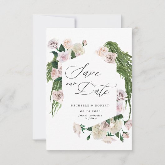 Invitation Floral sophistiqué de rose floue Enregistrer la ca (Devant)