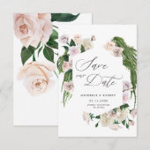 Invitation Floral sophistiqué de rose floue Enregistrer la ca (Devant / Derrière)