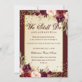 Invitation Floral Sparkle Bourgogne Vow Renouvellement Annive (Devant)