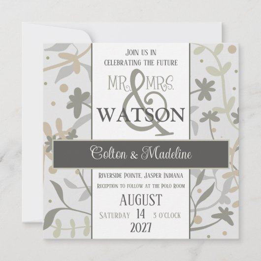 Invitation Floral Sprigs Élégant Mariage d'intégrité moderne (Devant)