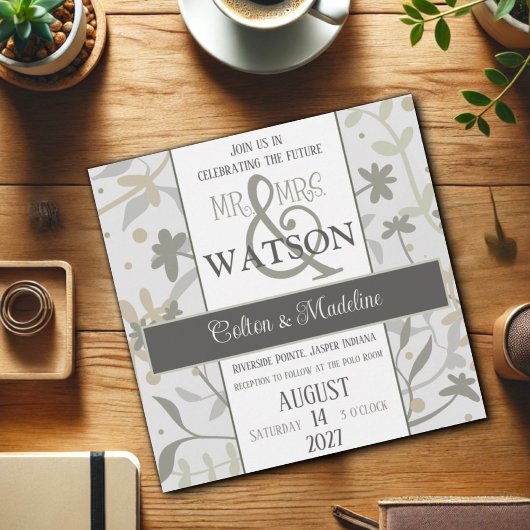 Invitation Floral Sprigs Élégant Mariage d'intégrité moderne