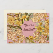 Invitation Floral Spring Fleur de couronne rose Fleurs Art (Devant / Derrière)