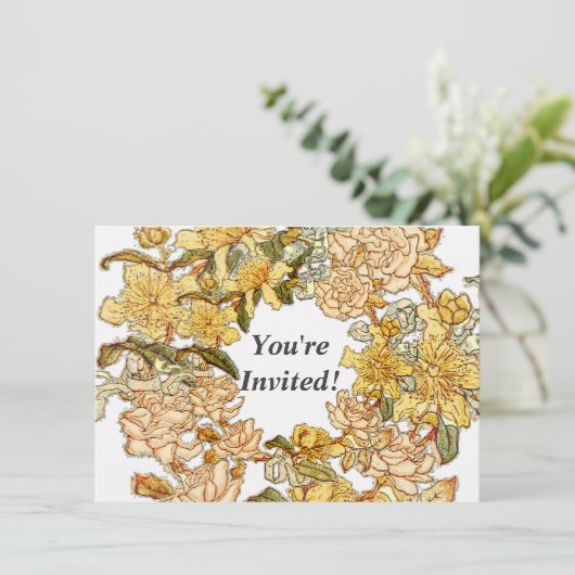 Invitation Floral Spring Fleur de couronne rose Fleurs Art (Debout devant)