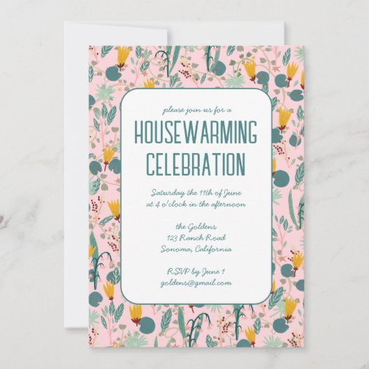 Invitation Floral Spring Garden Custom HOUSEWARMINING PARTY (Devant)