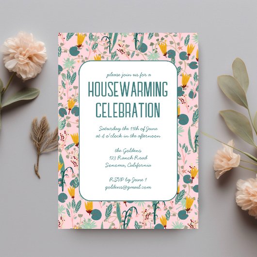 Invitation Floral Spring Garden Custom HOUSEWARMINING PARTY
