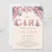 Invitation Floral Spring Pink Peonies Boho Girl Baby shower (Devant)