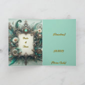 Invitation Floral Steampunk Mariage vert et argent (Intérieur)