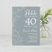 Invitation Floral Steel Blue Botanical Surprise 40e anniversa (Debout devant)
