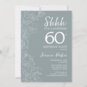 Invitation Floral Steel Blue Botanical Surprise 60e anniversa (Devant)
