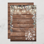 Invitation Floral String éclaire Mason Jar Mariage en bois ru (Devant / Derrière)