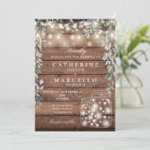 Invitation Floral String éclaire Mason Jar Mariage en bois ru (Debout devant)