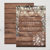 Invitation Floral String éclaire Mason Jar Mariage en bois ru (Devant / Derrière)