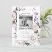 Invitation Floral Stylish Célébrer la vie (Debout devant)