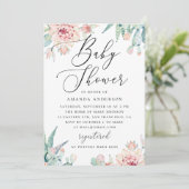 Invitation Floral Succulent Baby Shower | Elegant Boho Cactus (Debout devant)