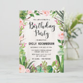 Invitation floral succulent de fête d'anniversaire (Debout devant)