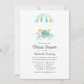 Invitation Floral Succulents Parachute Baby shower virtuel (Devant)