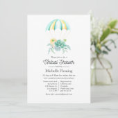 Invitation Floral Succulents Parachute Baby shower virtuel (Debout devant)