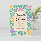 Invitation Floral super Funky avec Mariage QR (Debout devant)