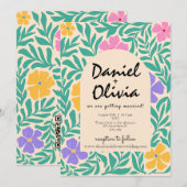 Invitation Floral super Funky avec Mariage QR (Devant / Derrière)
