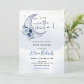 Invitation Floral Sur Le Baby shower Lune (Debout devant)