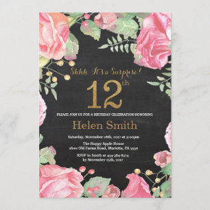 Invitation Floral Surprise 12e anniversaire Parties scintilla