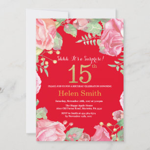 Invitation Floral Surprise 15e anniversaire Parties scintilla