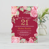 Invitation Floral Surprise 21e Anniversaire Or Bourgogne Roug (Debout devant)